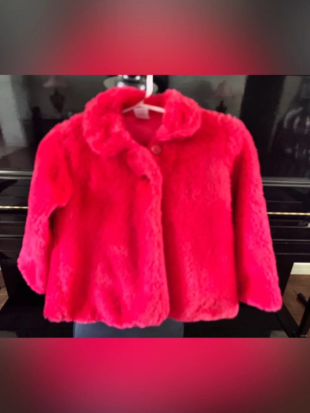 Baby Essentials Plush Red Faux Fur Jacket